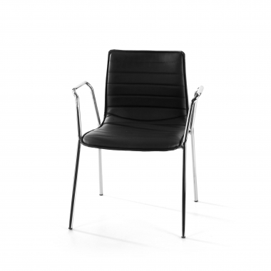 visitor chair black with arms synthetic leather fixed armrests 8