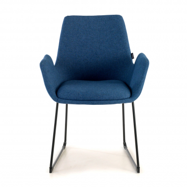 visitor chair blue sled base frame fabric fixed armrests 3