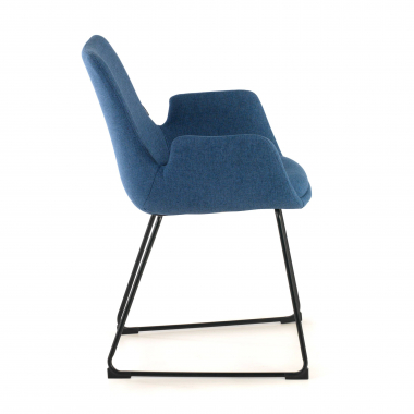 visitor chair blue sled base frame fabric fixed armrests 6