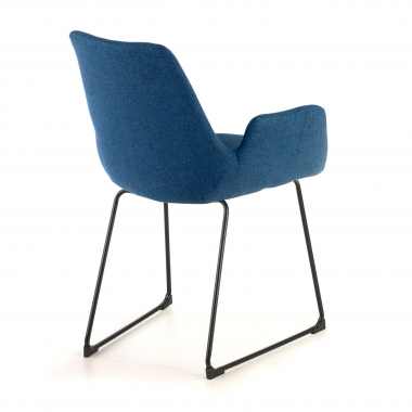 visitor chair blue sled base frame fabric fixed armrests 7