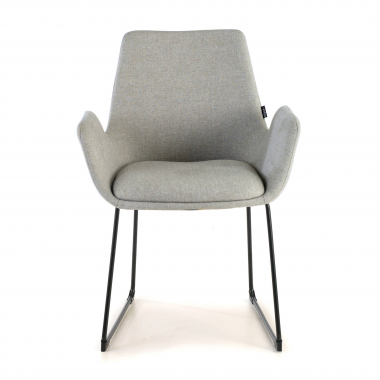 visitor chair gray sled base frame fabric fixed armrests 3