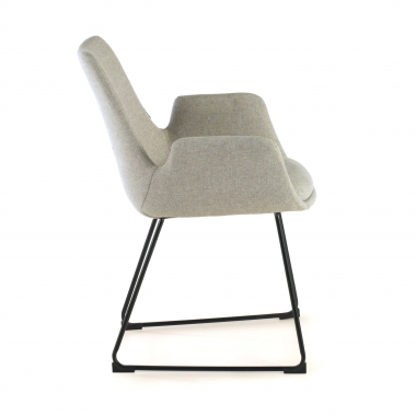 visitor chair gray sled base frame fabric fixed armrests 6