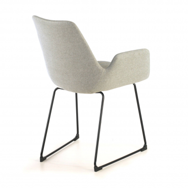 visitor chair gray sled base frame fabric fixed armrests 7