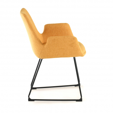 visitor chair yellow sled base frame fabric fixed armrests 6