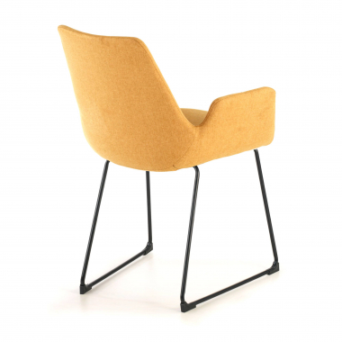 visitor chair yellow sled base frame fabric fixed armrests 7