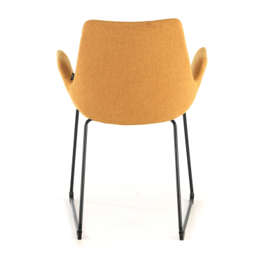 visitor chair yellow sled base frame fabric fixed armrests 8