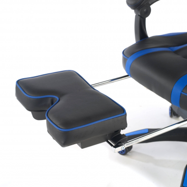 gaming chair blue logan synthetic leather movable armrests lumbar and cervical cushion headrest extendable footrest 10