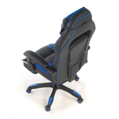 gaming chair blue logan synthetic leather movable armrests lumbar and cervical cushion headrest extendable footrest 8