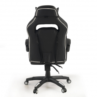 gaming chair white logan synthetic leather movable armrests lumbar and cervical cushion headrest extendable footrest 8