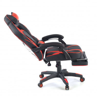 gaming chair red logan synthetic leather movable armrests lumbar and cervical cushion headrest extendable footrest 7