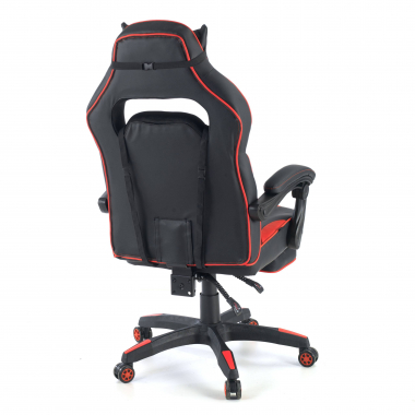 gaming chair red logan synthetic leather movable armrests lumbar and cervical cushion headrest extendable footrest 5