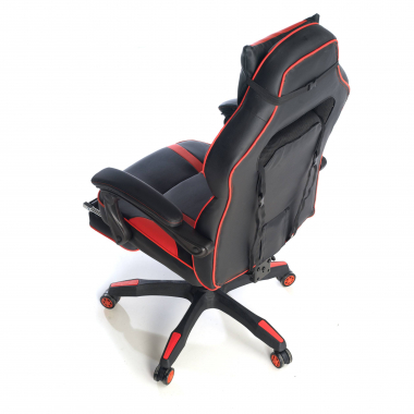 gaming chair red logan synthetic leather movable armrests lumbar and cervical cushion headrest extendable footrest 8