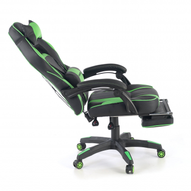 gaming chair green logan synthetic leather movable armrests lumbar and cervical cushion headrest extendable footrest 6