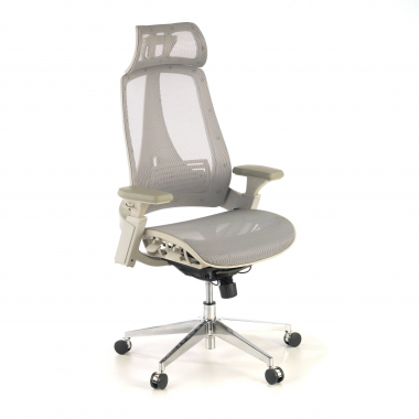 ergonomic chair white grey thunder mesh 3d adjustable armrests lumbar support headrest 1