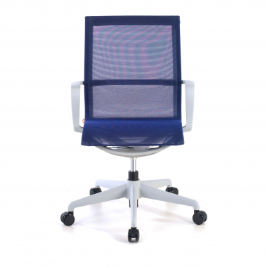 designer office chair white blue black frame mesh fixed armrests 3