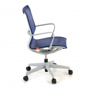 designer office chair white blue black frame mesh fixed armrests 7