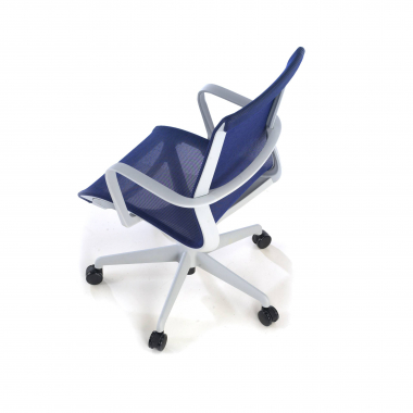 designer office chair white blue black frame mesh fixed armrests 6