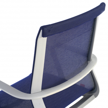 designer office chair white blue black frame mesh fixed armrests 5