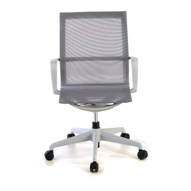 designer office chair white grey black frame mesh fixed armrests 3