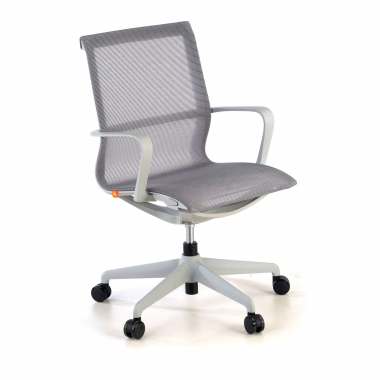 designer office chair white grey black frame mesh fixed armrests 1
