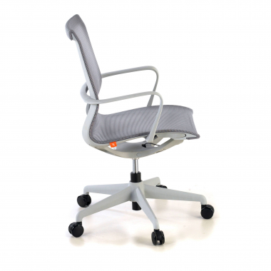 designer office chair white grey black frame mesh fixed armrests 7