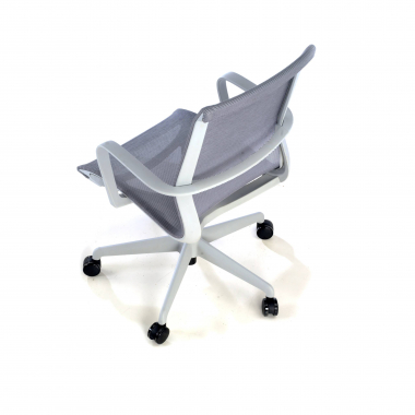 designer office chair white grey black frame mesh fixed armrests 6