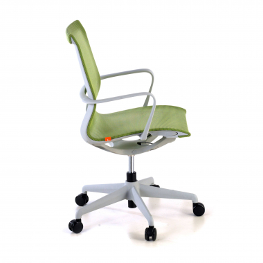 designer office chair white green black frame mesh fixed armrests 4