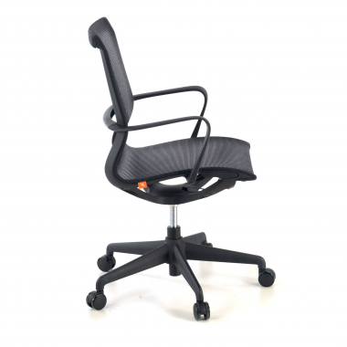 designer office chair black white frame mesh fixed armrests 3