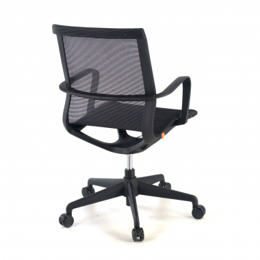 designer office chair black white frame mesh fixed armrests 4