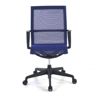 designer office chair blue white frame mesh fixed armrests 4