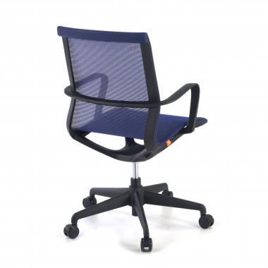 designer office chair blue white frame mesh fixed armrests 5