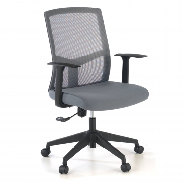 swivel chair gray office chair mesh fixed armrests lumbar support 1