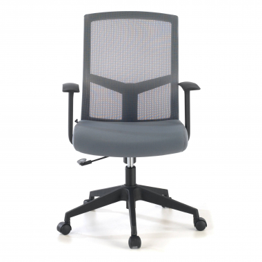 swivel chair gray office chair mesh fixed armrests lumbar support 9