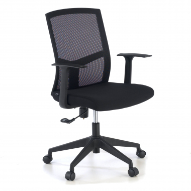 swivel chair black office chair mesh fixed armrests lumbar support 1