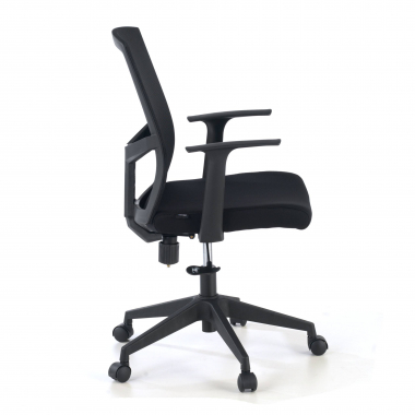 swivel chair black office chair mesh fixed armrests lumbar support 4