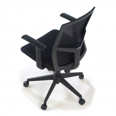 swivel chair black office chair mesh fixed armrests lumbar support 9