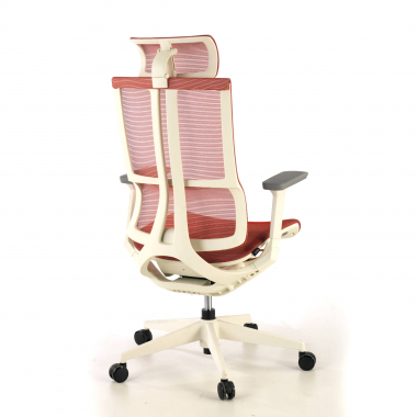 ergonomic chair white red white frame mesh 3d adjustable armrests double lumbar support headrest 9