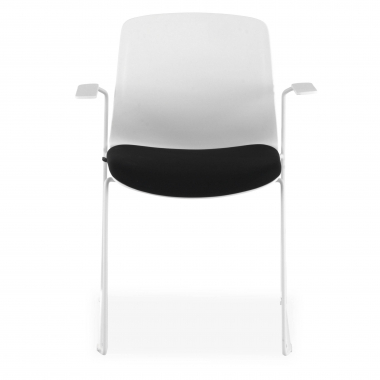 visitor chair white black armchair fabric fixed armrests 4