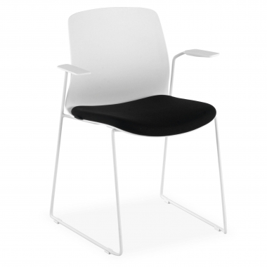 visitor chair white black armchair fabric fixed armrests 1