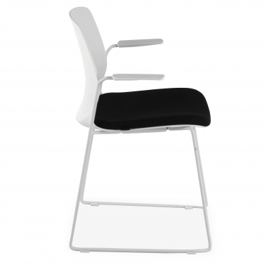 visitor chair white black armchair fabric fixed armrests 3