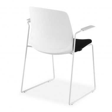 visitor chair white black armchair fabric fixed armrests 6