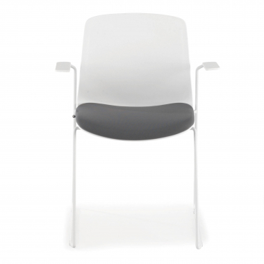 visitor chair white grey armchair fabric fixed armrests 4