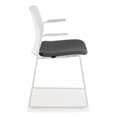visitor chair white grey armchair fabric fixed armrests 3