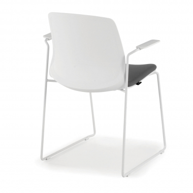 visitor chair white grey armchair fabric fixed armrests 7