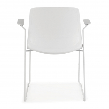 visitor chair white grey armchair fabric fixed armrests 9