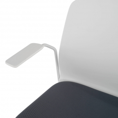 visitor chair white grey armchair fabric fixed armrests 6