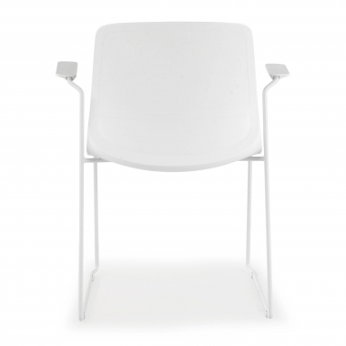 visitor chair white blue armchair fabric fixed armrests 6