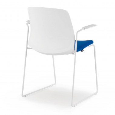 visitor chair white blue armchair fabric fixed armrests 7
