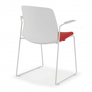 visitor chair white red armchair fabric fixed armrests 7