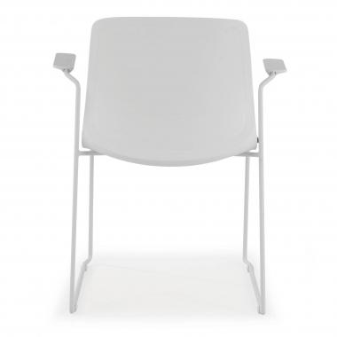 visitor chair white red armchair fabric fixed armrests 9